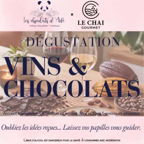 Affiche dégustation vins et chocolats artisanaux